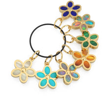 Load image into Gallery viewer, 14K Solid Gold, Gemstone, Amethyst, Malachite, Coral, Turquoise, Inlay Daisy flower charm pendants, Tigers Eye , Australian Opal Necklace