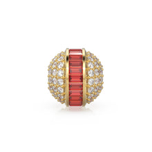 Load image into Gallery viewer, Ruby Baguette Diamond 14k 18k Solid Gold Beads / Pave Diamond Spacer Finding Beads / Ruby Jewelry Component Finding, Solid Gold Bead 12.6mm