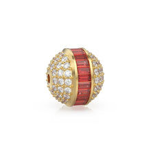 Load image into Gallery viewer, Ruby Baguette Diamond 14k 18k Solid Gold Beads / Pave Diamond Spacer Finding Beads / Ruby Jewelry Component Finding, Solid Gold Bead 12.6mm