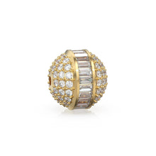 Load image into Gallery viewer, Natural Baguette Diamond 14k 18k Solid Gold Beads / Pave Diamond Spacer Finding Beads / Jewelry Component Finding, Solid Gold Bead 12.6mm