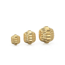 Load image into Gallery viewer, Lotus Flower 18k Solid Gold Spacer Beads / 14k Jewelry Making Corrugated Supplies / Fluted Ribbed Handmade Gold Wheel Tyre Findings