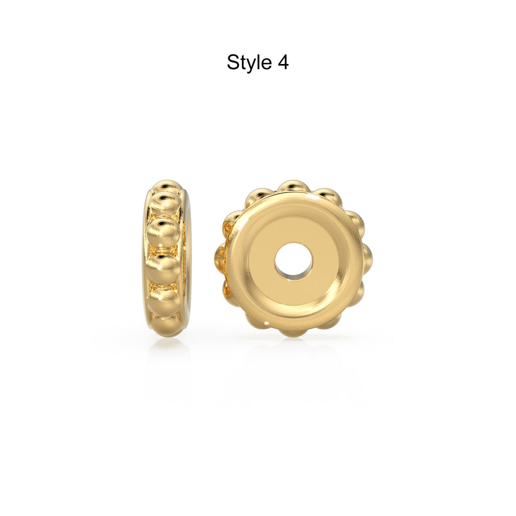 14K Solid Italian Gold Rondels, Charm Rondelle, 18k Gold Roundel, Rope Twisted, Round Wheel Tyre, Beaded Texture Rondelle spacer charms