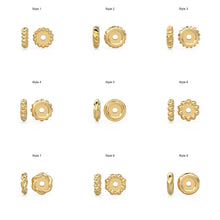 Load image into Gallery viewer, 14K Solid Italian Gold Rondels, Charm Rondelle, 18k Gold Roundel, Rope Twisted, Round Wheel Tyre, Beaded Texture Rondelle spacer charms