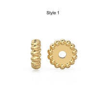 Load image into Gallery viewer, 14K Solid Italian Gold Rondels, Charm Rondelle, 18k Gold Roundel, Rope Twisted, Round Wheel Tyre, Beaded Texture Rondelle spacer charms