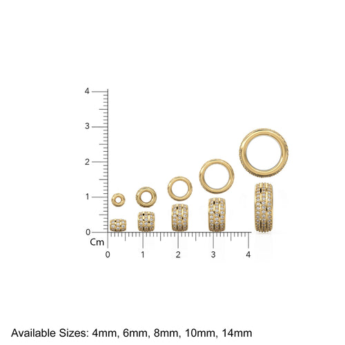 3 Row Real Diamond 18k Solid Gold Eternity Rondelle Wheel Spacer Handmade Beads for Necklace or Bracelet St Patricks Day