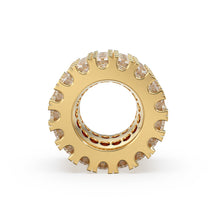 Load image into Gallery viewer, 14k 18k Solid Yellow Gold 6mm 3 Row Diamond Eternity Rondelle Wheel Bead St Patricks Day