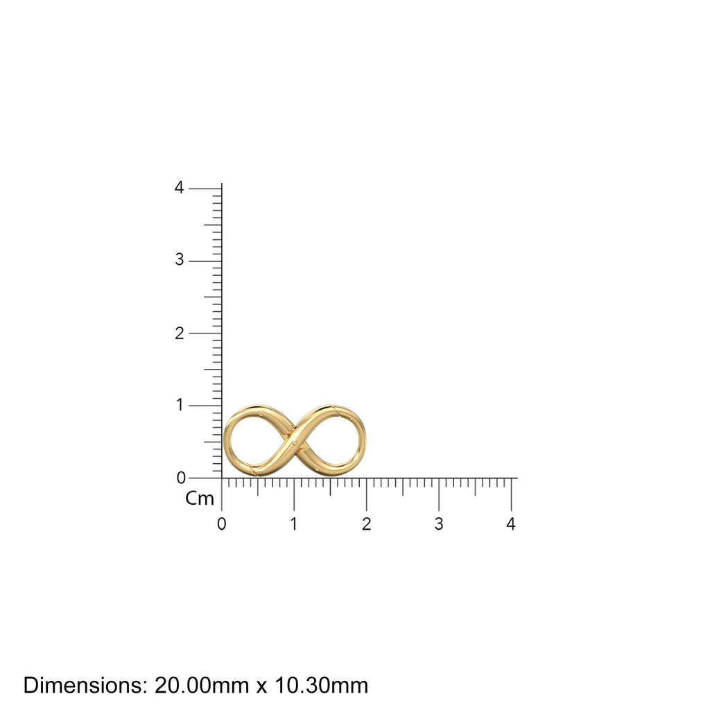 Infinity 18k Solid Gold Spring Clasp Handmade 20.50mm x 10.30mm