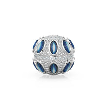 Load image into Gallery viewer, Blue Moonstone and Diamond-18k Solid Gold Tribal Look Spacer Finding Bead, Diamond and Turquoise Bead, Diamond Finding, Solid Gold Bead 13mm - Jalvi &amp; Co. 