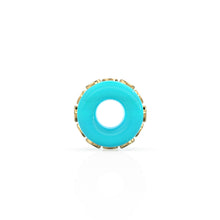 Load image into Gallery viewer, Blue Sky Turquoise Real Diamond 18k Solid Gold Eternity Rondelle Wheel Spacer Large Hole Necklace Charm Beads