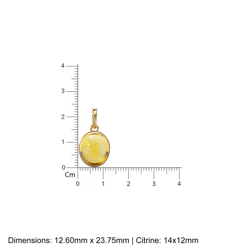 Gold Citrine Oval Cabochon Solid Gold Charm / Natural Yellow Citrine Gemstone Handmade Gold Pendant / 14k Yellow Gold November Birthstone