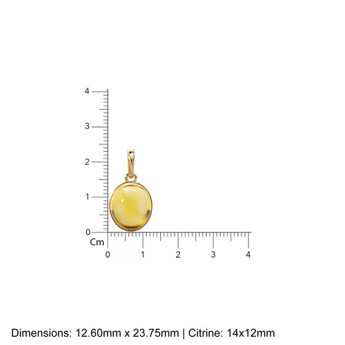 Gold Citrine Oval Cabochon Solid Gold Charm / Natural Yellow Citrine Gemstone Handmade Gold Pendant / 14k Yellow Gold November Birthstone - Jalvi & Co. 