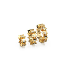 Load image into Gallery viewer, Stars Real Diamond 18k Solid Gold Eternity Rondelle Wheel Spacer Handmade Beads