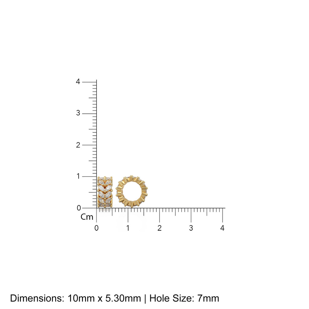 11mm 18k Solid Yellow Gold Marquise Diamond Eternity Rondelle Wheel Bead Finding Spacer / Gold Rondelle Bead / Diamond Finding