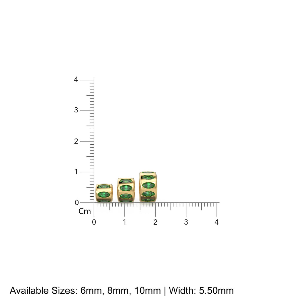 Emerald Oval Cut Eternity 18k Solid Yellow Gold Rondelle Wheel Bead Finding Spacer / Gold Rondelle Bead / Diamond Rondelle Finding