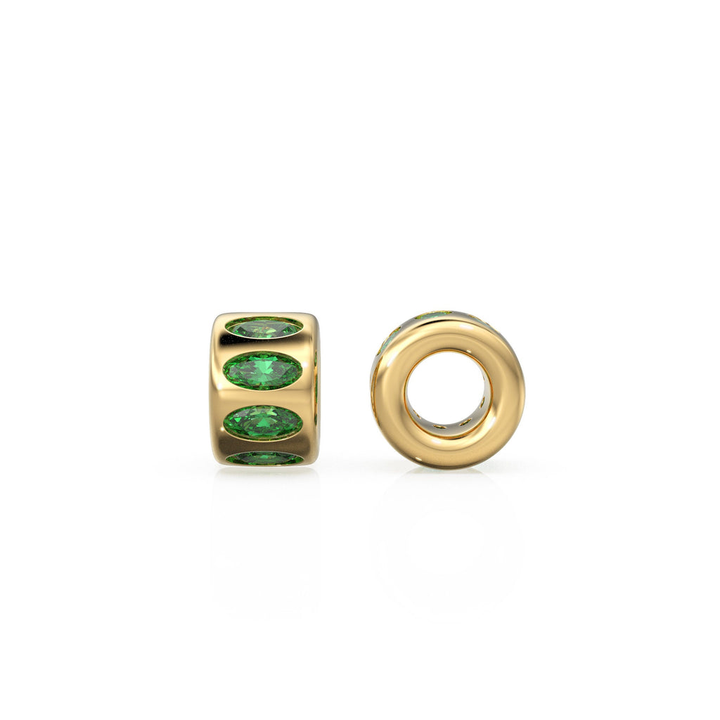 Emerald Oval Cut Eternity 18k Solid Yellow Gold Rondelle Wheel Bead Finding Spacer / Gold Rondelle Bead / Diamond Rondelle Finding