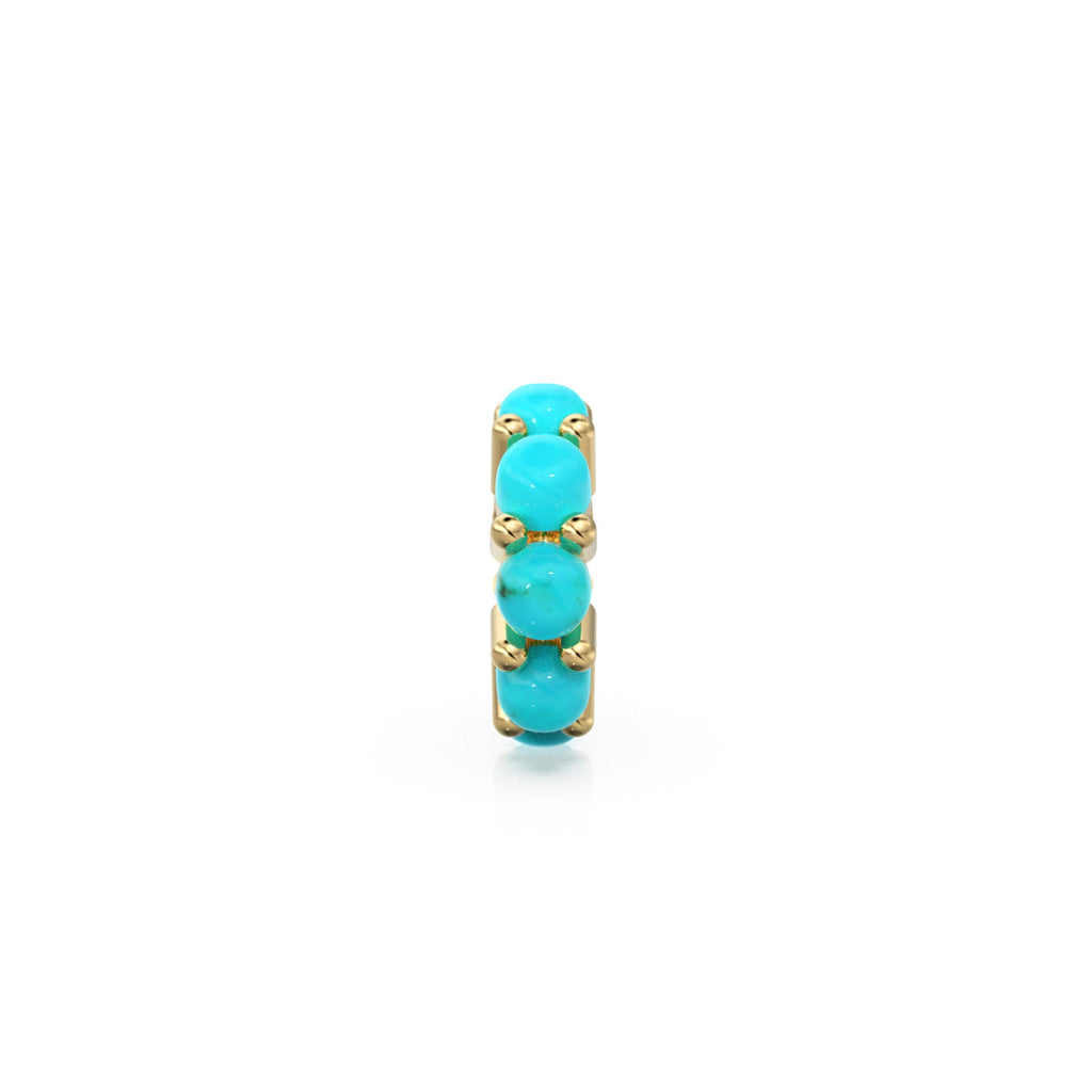 10mm Sleeping Beauty Turquoise Solid Gold Bead Spacer Finding, Designer 14k Turquoise Spacer, Gold Finding, Gemstone Solid Gold Beads