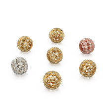 Load image into Gallery viewer, 3 row Diamond 18k Solid Gold Large Hole Beads / Jewelry Making Findings for Necklace or Charm Bracelet