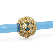 Load image into Gallery viewer, 3 row Diamond 18k Solid Gold Large Hole Beads / Jewelry Making Findings for Necklace or Charm Bracelet