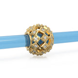 3 row Diamond 18k Solid Gold Large Hole Beads / Jewelry Making Findings for Necklace or Charm Bracelet