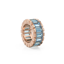 Load image into Gallery viewer, 14k Real Baguette Blue Topaz Gold Bead / Blue Topaz Rondelle Bead / Blue Topaz European Bead / Solid Gold Blue Topaz Enhancer Spacer Finding