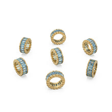 Load image into Gallery viewer, 14k Real Baguette Blue Topaz Gold Bead / Blue Topaz Rondelle Bead / Blue Topaz European Bead / Solid Gold Blue Topaz Enhancer Spacer Finding