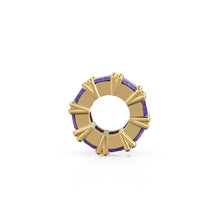 Load image into Gallery viewer, 14K Large Amethyst Bead Spacer, Amethyst Connector Bead Spacer, Amethyst Enhancer Charm, Purple Amethyst  Bead, Solid Gold Bead, Emerald Cut