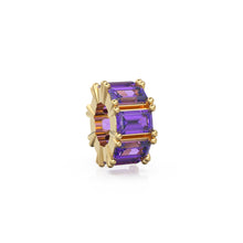 Load image into Gallery viewer, 14K Large Amethyst Bead Spacer, Amethyst Connector Bead Spacer, Amethyst Enhancer Charm, Purple Amethyst  Bead, Solid Gold Bead, Emerald Cut