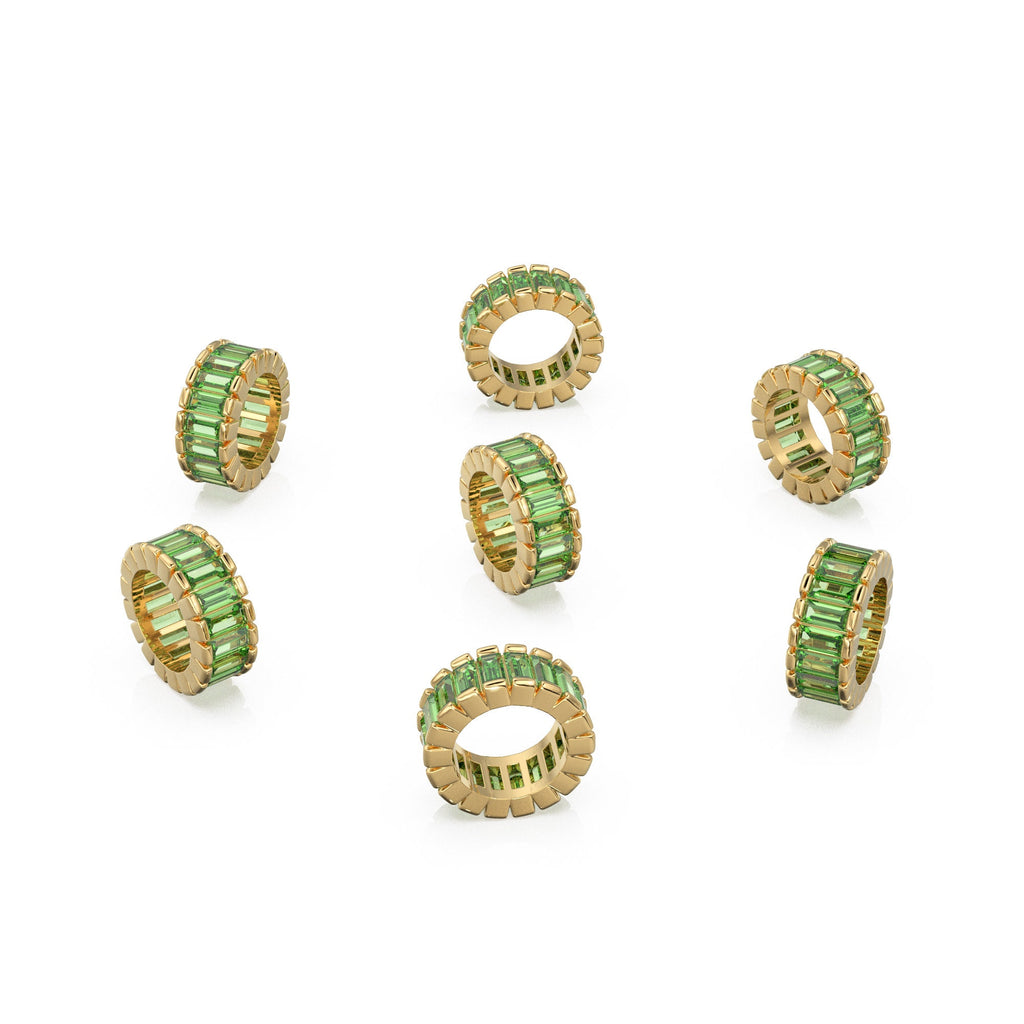 14k Real Baguette Green Peridot Gold Beads / Peridot Rondelle Bead / Peridot European Beads / Solid Gold Peridot Enhancer Spacer Findings