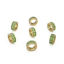 Load image into Gallery viewer, 14k Real Baguette Green Peridot Gold Beads / Peridot Rondelle Bead / Peridot European Beads / Solid Gold Peridot Enhancer Spacer Findings