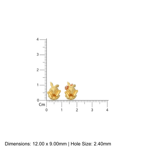 12mm Rabbit Solid Gold Bead Spacer Finding, Bunny 14k Spacer, Gold Finding, Bunny Solid Gold Beads, Hare Animal Charm Beads