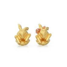 Load image into Gallery viewer, 12mm Rabbit Solid Gold Bead Spacer Finding, Bunny 14k Spacer, Gold Finding, Bunny Solid Gold Beads, Hare Animal Charm Beads