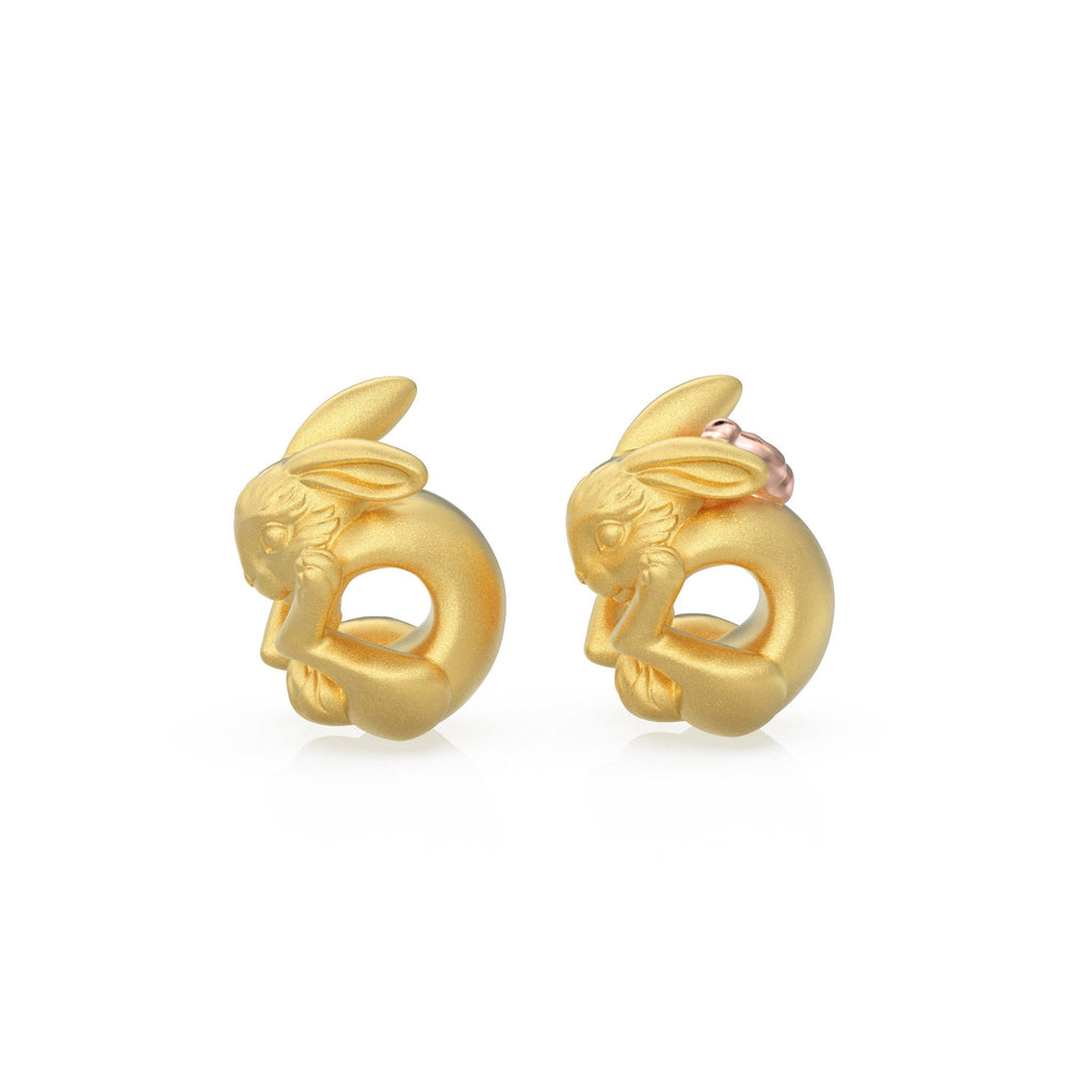 12mm Rabbit Solid Gold Bead Spacer Finding, Bunny 14k Spacer, Gold Finding, Bunny Solid Gold Beads, Hare Animal Charm Beads