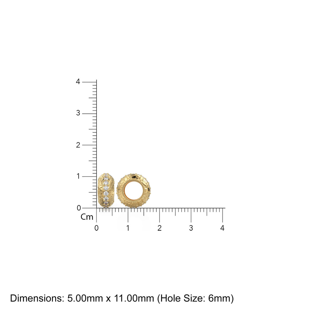 Roundel 14k Gold Round Diamonds Charm, Diamonds Wheel Charm, Round Charm Holder, Eternity Round Diamonds Band Connector, April birthstone