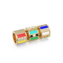 Load image into Gallery viewer, Luxury Diamond Enamel Solid Gold Round Wheel Beads / Handmade Real Gold Tyre Gold Spacer / Enamel Rondelle Beads / Jewelry Making Findings