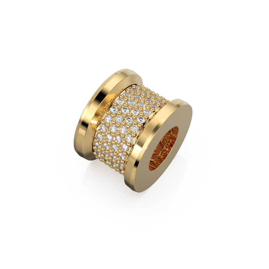 Fidget Rotating Diamond Gold Bead / Handmade Diamond Spinner Bead / Diamond Rondelle Bead / Gold Diamond Spacer Findings / Pave Wheel Bead