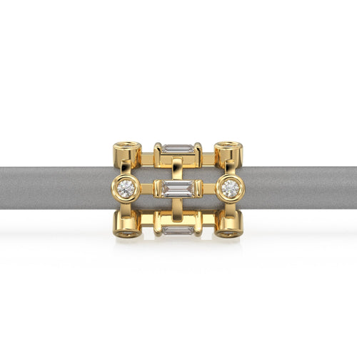 Baguette Diamonds Handmade Gold Bead / Gold Spacer Eternity Bead / Diamond Bead / Baguette Diamond Rondelle / Jewelry Making Supply