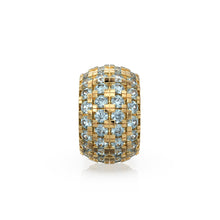 Load image into Gallery viewer, 14K Large Solid Italian Gold Aquamarine Rondels, Charm Roundel, Aquamarine, Enhancer Charm, Pave set Aquamarine, Rondelle spacer charms