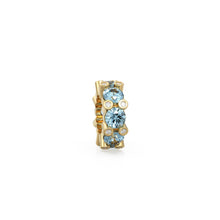 Load image into Gallery viewer, Aquamarine 14K Large Solid Italian Gold Diamond Rondels, Necklace Charm Roundel, Aquamarine, Enhancer Charm, Pave set Aquamarine, December