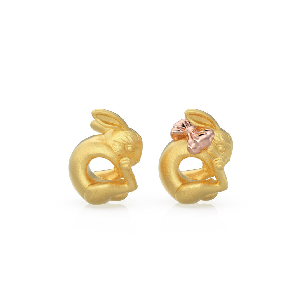 12mm Rabbit Solid Gold Bead Spacer Finding, Bunny 14k Spacer, Gold Finding, Bunny Solid Gold Beads, Hare Animal Charm Beads