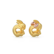 Load image into Gallery viewer, 12mm Rabbit Solid Gold Bead Spacer Finding, Bunny 14k Spacer, Gold Finding, Bunny Solid Gold Beads, Hare Animal Charm Beads