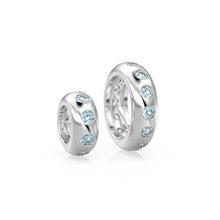 Load image into Gallery viewer, 14k Gold Roundel Aquamarine Charm, Aquamarine Wheel Charm, Round Charm Holder Eternity Round Aquamarine Band Connector, March birthstone