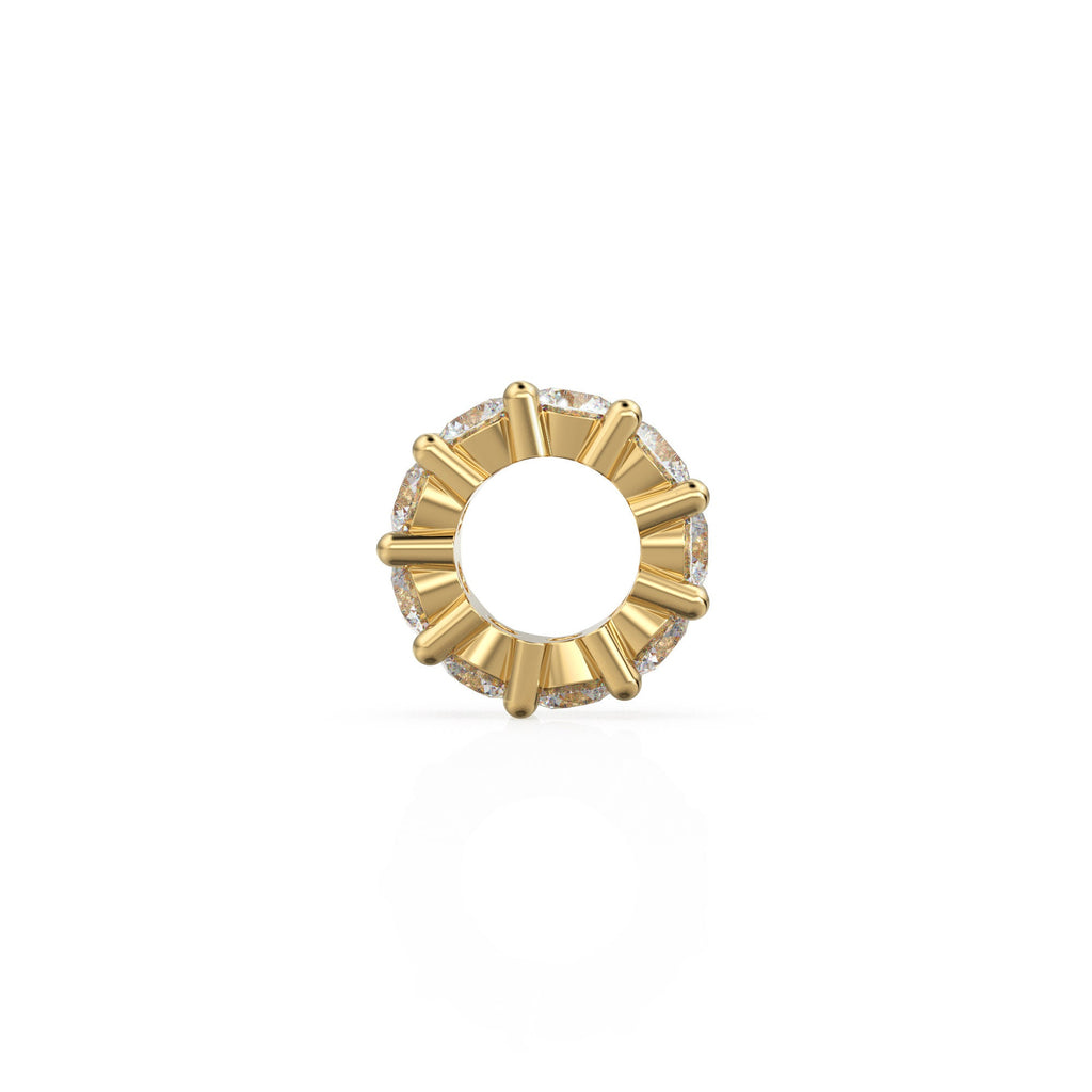 10mm 18k Solid Yellow Gold Diamond Eternity Rondelle Wheel Bead Finding Spacer / Gold Rondelle Bead / 3mm Round Diamond Finding