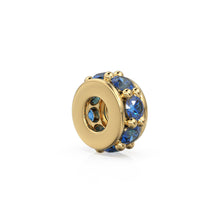 Load image into Gallery viewer, 5mm 18k Solid Yellow Gold Blue Sapphire Eternity Rondelle Wheel Bead Finding Spacer / Gold Rondelle Bead / Sapphire Finding by BeadSupplyUSA