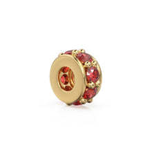 Load image into Gallery viewer, 5mm 18k Solid Yellow Gold Red Ruby Eternity Rondelle Wheel Bead Finding Spacer / Gold Rondelle Bead / Ruby Finding by BeadSupplyUSA