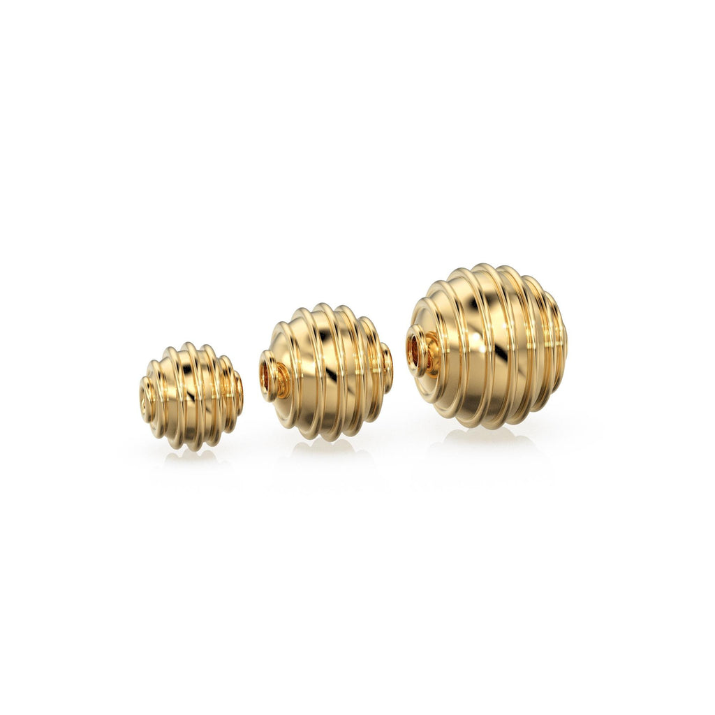 18k Gold Honey Dipper Bead • 6mm 8mm 10mm • 1.5mm hole • Solid 18 carat gold • Spiral Coil Designer Bead • Multiple Sizes