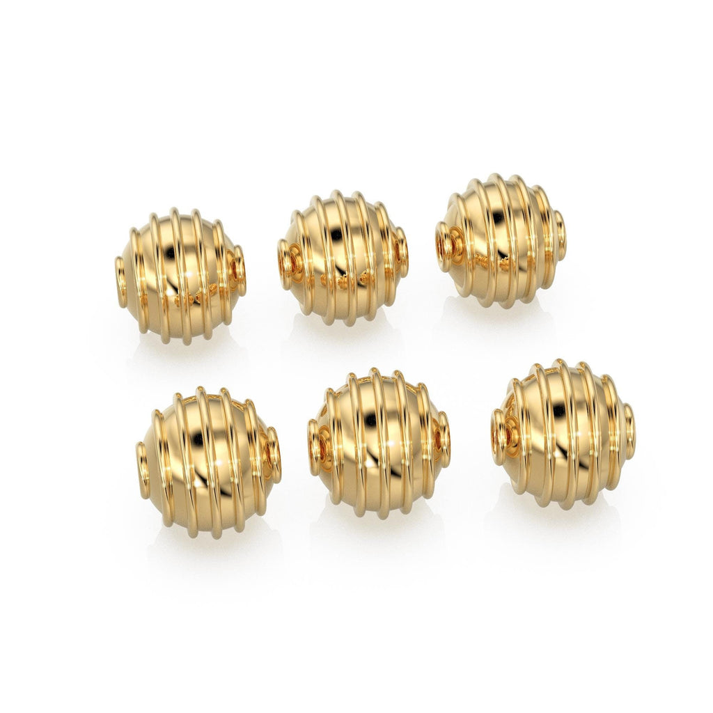 18k Gold Honey Dipper Bead • 6mm 8mm 10mm • 1.5mm hole • Solid 18 carat gold • Spiral Coil Designer Bead • Multiple Sizes