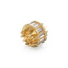 Load image into Gallery viewer, 8mm Pyramid 14k Real Baguette Diamond Gold Beads / Handmade Diamond Roundel Beads / European Beads / Solid Gold Enhancer Spacer Findings