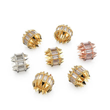 Load image into Gallery viewer, 8mm Pyramid 14k Real Baguette Diamond Gold Beads / Handmade Diamond Roundel Beads / European Beads / Solid Gold Enhancer Spacer Findings