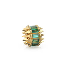 Load image into Gallery viewer, 8mm Pyramid 14k Real Baguette Emerald Gold Beads / Handmade Emerald Roundel Beads / European Beads / Solid Gold Enhancer Spacer Findings