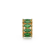 Load image into Gallery viewer, Large hole 10mm 18k Solid Yellow Gold Emerald Eternity Rondelle Wheel Bead Finding Spacer / Marquise Cut Gold Bead / European Gold Big Bead